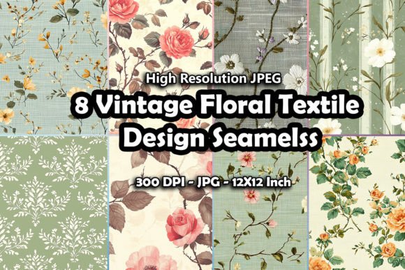 Download 8 Vintage Floral Textile Design Seamelss - Textile design Collection