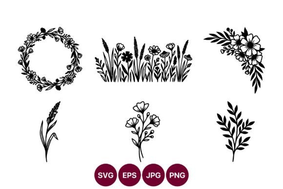 Download Floral Silhouettes and Wreaths - Floral silhouettes Collection