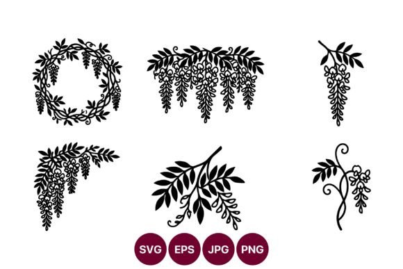 Download Wisteria Vines and Floral Silhouettes in - Floral silhouettes Collection