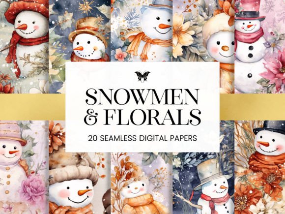 Download Snowmen and Florals Christmas Patterns - Pattern Collection