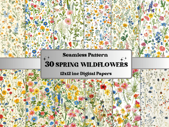 Download Seamless Spring Wildflower Pattern Paper - Pattern Collection