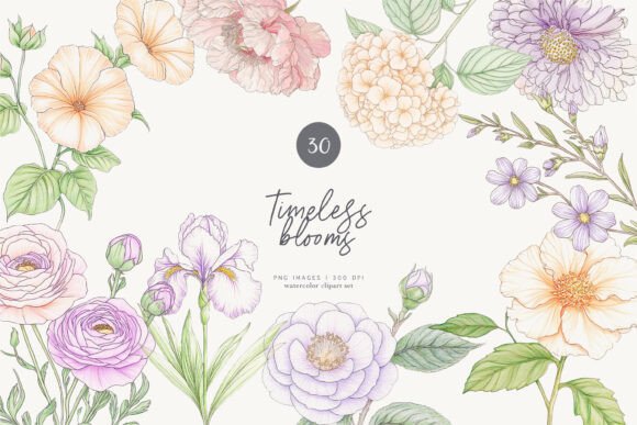 Download Timeless Blooms Pastel Flowers Vintage - Pastel flowers Collection