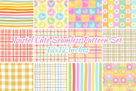 Download 12 Pastel Cute Seamless Pattern Set - Pattern Collection