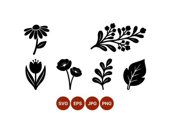 Download Black Floral Silhouettes Vector - Floral silhouettes Collection