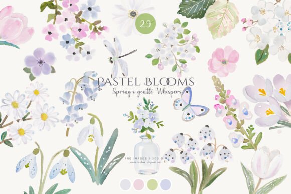 Download Spring Florals Pastel Flowers Clipart - Pastel flowers Collection