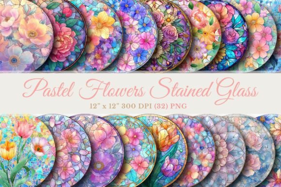 Download Pastel Flowers Stained Glass Cliparts - Pastel flowers Collection