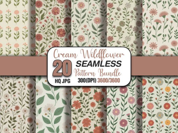 Download Cream Wildflower Pattern Bundle - Pattern Collection
