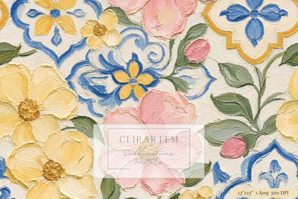Download Oil Paint Floral Tile Pattern - Pattern Collection