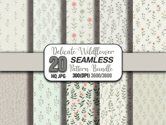 Download Minimal Neutral Wildflower Pattern Set. - Pattern Collection