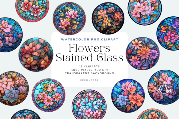Download Pastel Flowers Stained Glass Cliparts - Pastel flowers Collection
