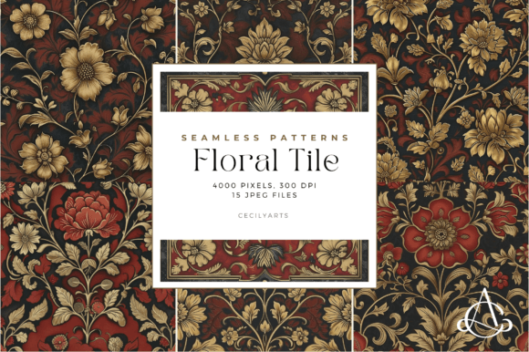 Download Red Floral Tile Seamless Patterns - Pattern Collection