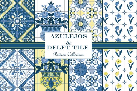 Download Delft Tile Seamless Patterns, Blue White - Pattern Collection