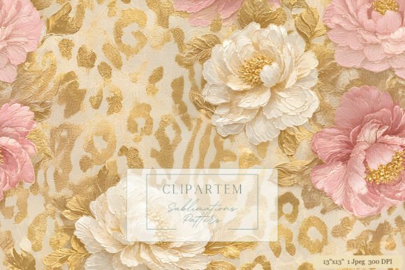 Download Pink Gold Leopard Floral Pattern Design - Pattern Collection