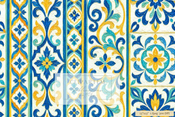 Download Sicilian Majolica Tile Blue Gold Pattern - Pattern Collection