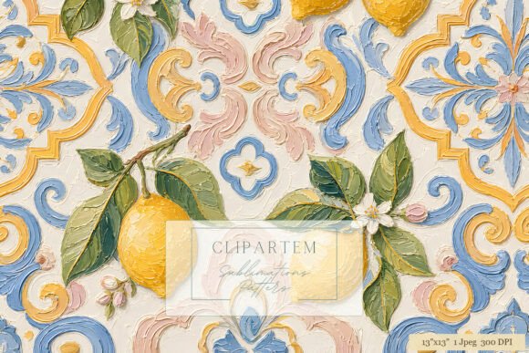 Download Lemon Tile Damask Sublimation Pattern - Pattern Collection