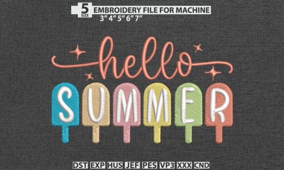 Download Hello Summer Embroidery DST PES Pattern - Pattern Collection
