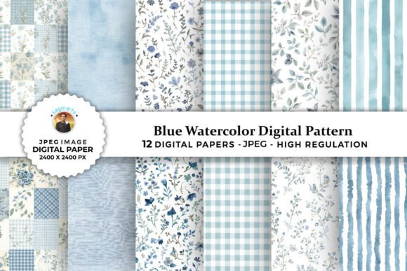 Download Blue Watercolor Digital Patterns - Pattern Collection