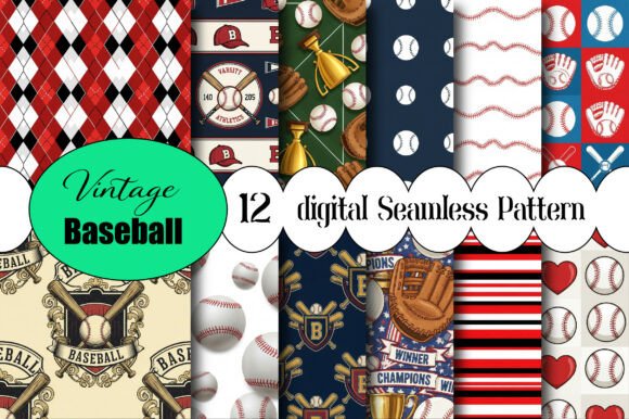 Download Vintage Baseball Seamless Pattern - Pattern Collection