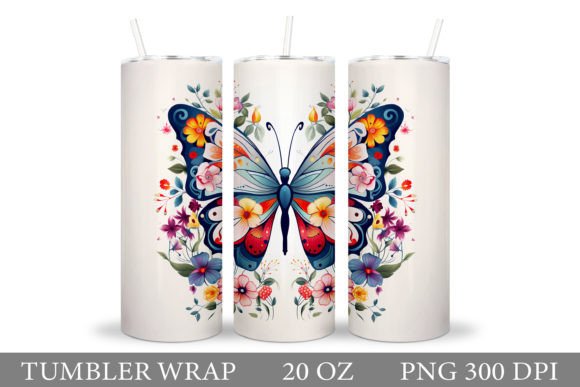 Download Butterfly Tumbler. Flowers Tumbler - Premium Resources