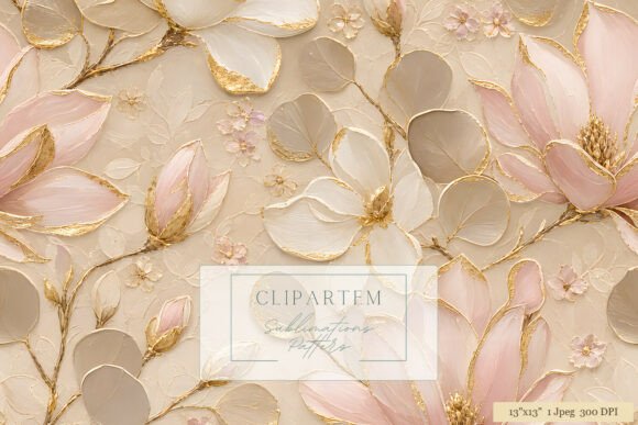 Download Pink Gold Magnolia Floral Pattern - Pattern Collection