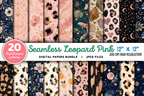 Download Leopard Pink Gold Glitter Pattern Bundle - Pattern Collection