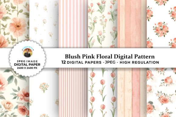 Download Blush Pink Floral Digital Patterns - Pattern Collection