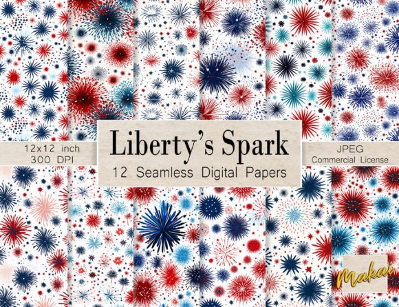 Download 4th of July Fireworks Seamless Patterns - Pattern Collection