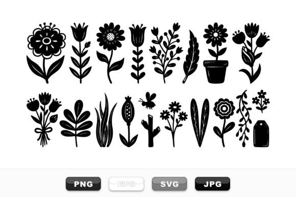 Download Black Floral Silhouettes Set - Floral silhouettes Collection