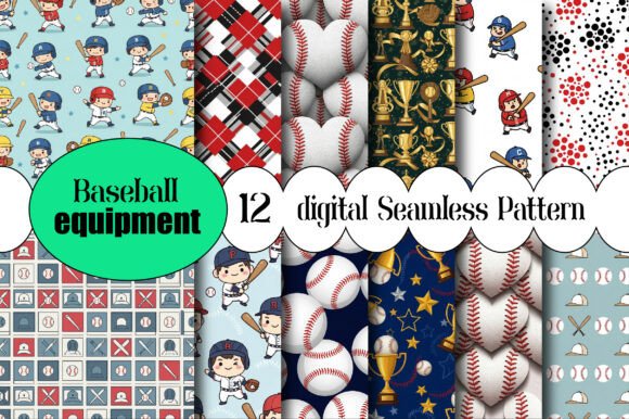 Download Baseball Equipment Seamless Pattern - Pattern Collection