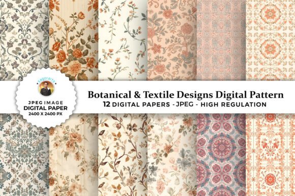Download Botanical &amp; Textile Design Digital Paper - Textile design Collection