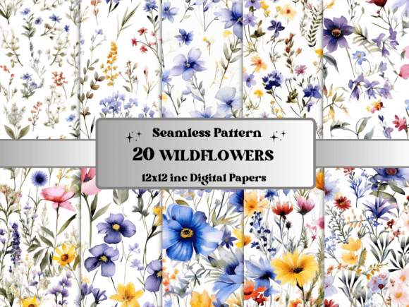 Download Seamless Watercolor Wildflower Pattern - Pattern Collection