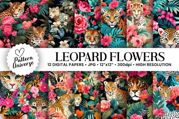Download Leopard Flowers Pattern Digital Papers - Pattern Collection