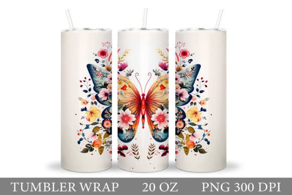 Download Butterfly Tumbler. Flowers Tumbler - Premium Resources