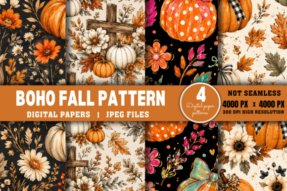 Download Autumn Digital Paper, Boho Fall Pattern - Pattern Collection