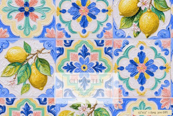 Download Lemon Coastal Tile Sublimation Pattern - Pattern Collection