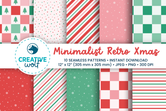 Download Minimalist Retro Christmas Patterns - Pattern Collection